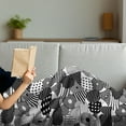 thumbnail image 3 of Geometric Soft Flannel Fleece Throw Blanket, Repetitive Abstract Circles Triangles in Monochrome Tone Illustration, Cozy Plush for Indoor and Outdoor Use, 60" x 80", Charcoal Grey White, by Ambesonne, 3 of 5