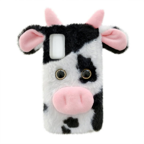 EeaseMX Funda protectora para teléfono Fuzzy Girly con diseño de vaca de dibujos animados compatible con S20 FE 5G
