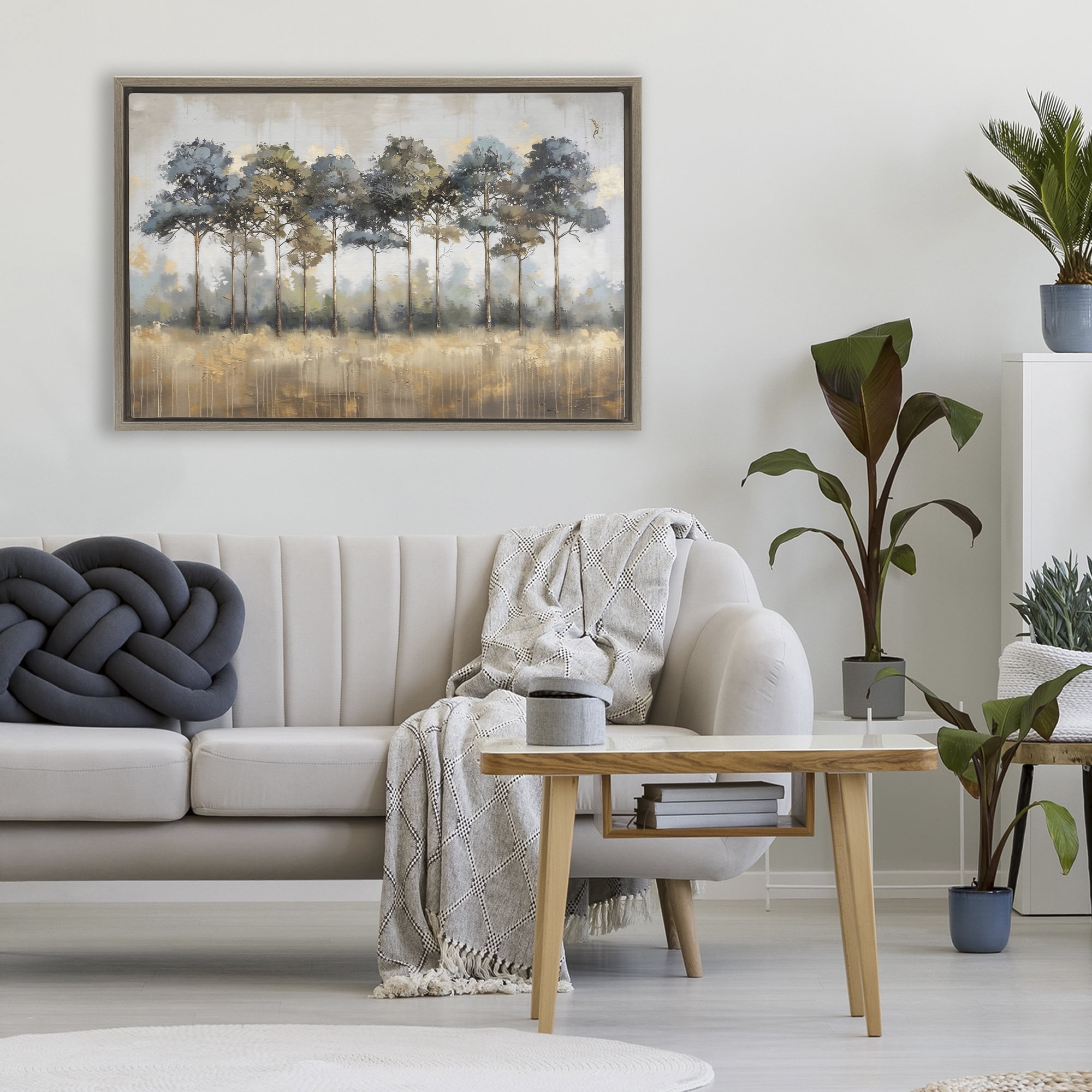 Stupell Industries Green & Blue Forest Grove Brown Framed Floater Canvas Wall Art, design by Creative Studio