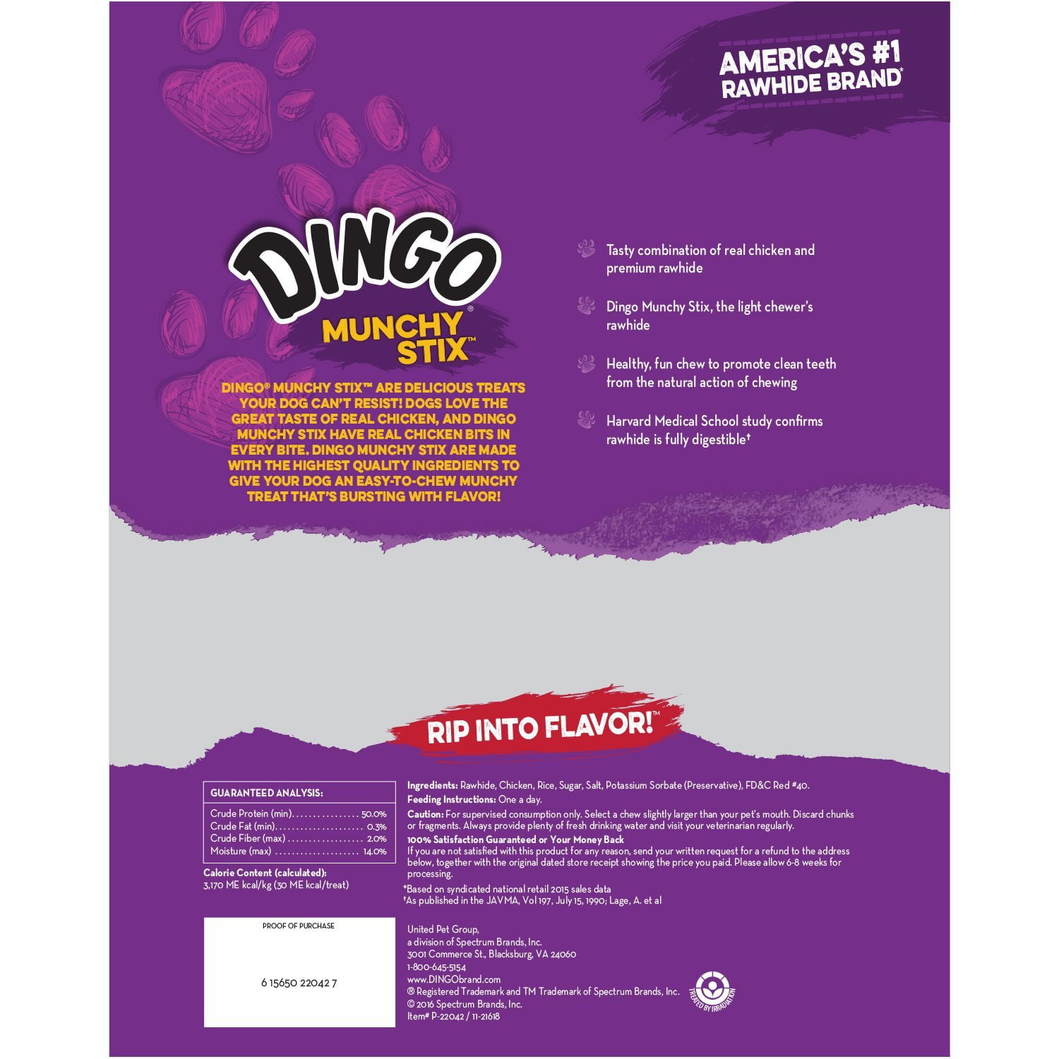 Dingo Munchy Stix Rawhide and Chicken Treat for Dogs, 50-Count