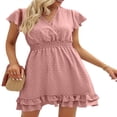 thumbnail image 1 of MesaSe Robe de Grossesse Courte d'Été pour Femmes à Manches Courtes, Col en V, Pois Suisses, Robe de Baby Shower, 1 of 6