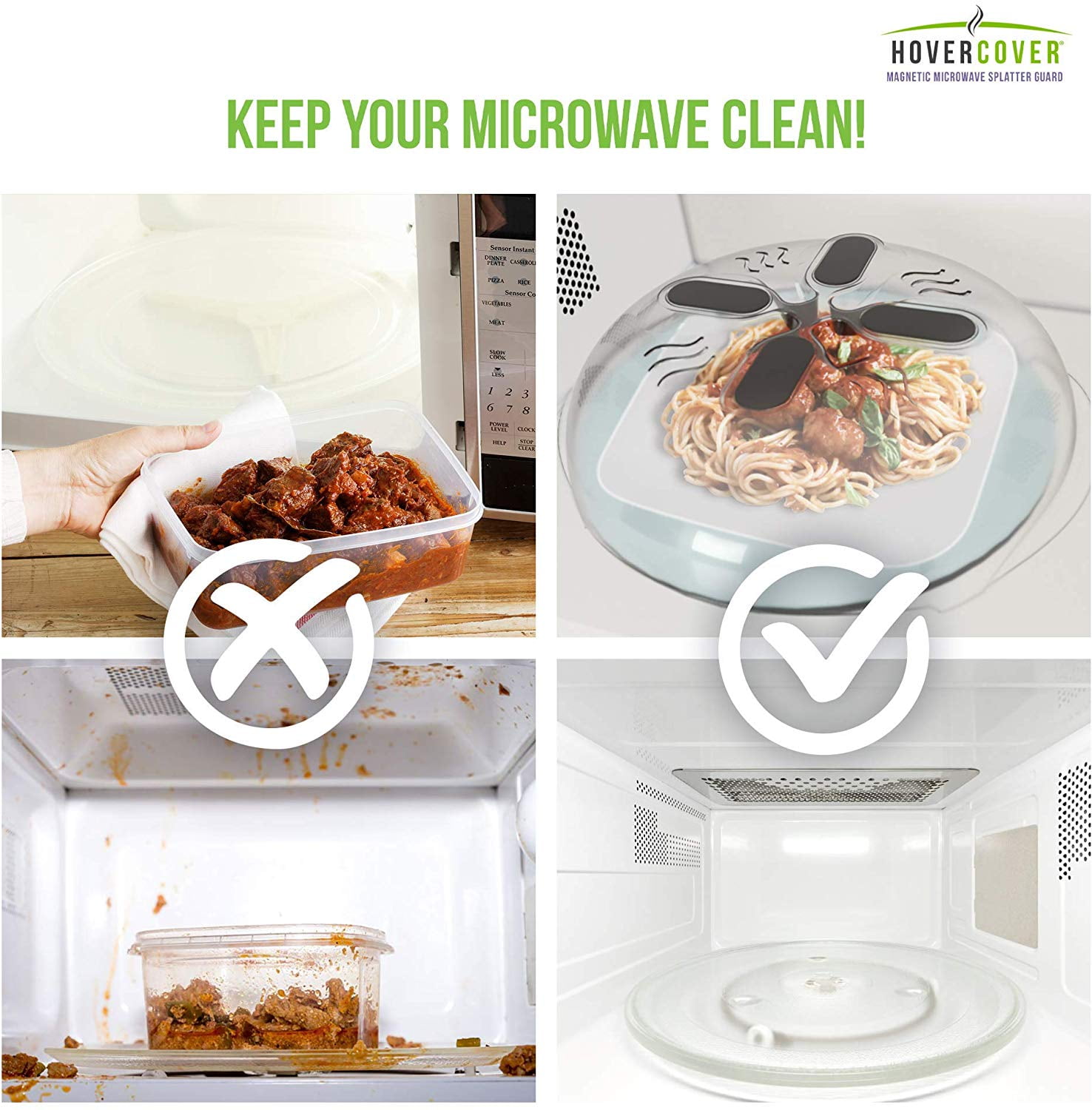 Set of 2 Hover Cover Microwave Splatter Lid with Steam Vents
