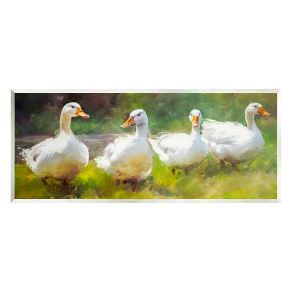 Stupell Industries Ducks by River Painting Animals & Insects Painting Unframed Art Print Wall Art, 17 x 7
