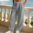 thumbnail image 4 of Dxzfnsa Mens Casual Pants Elastic Waist Linen Lightweight Straight-Legs Loose Fit Summer Beach Yoga Trousers mens sweatpants(Gray,L), 4 of 9