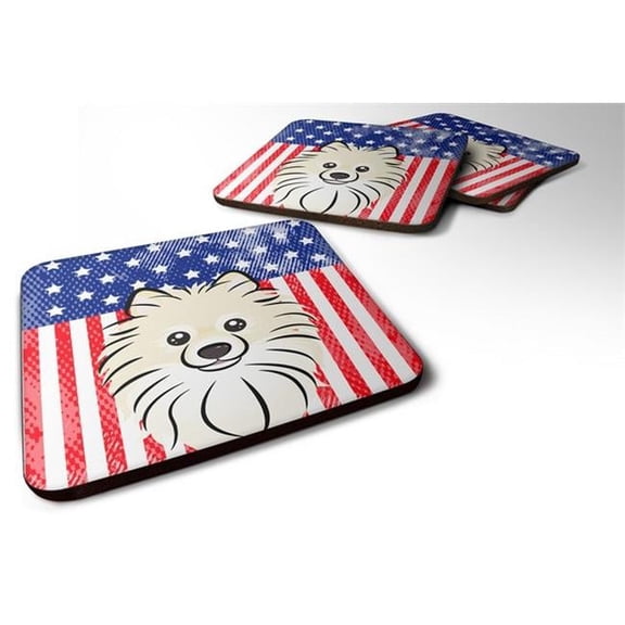 American Flag & Pomeranian Foam Coaster, Set of 4