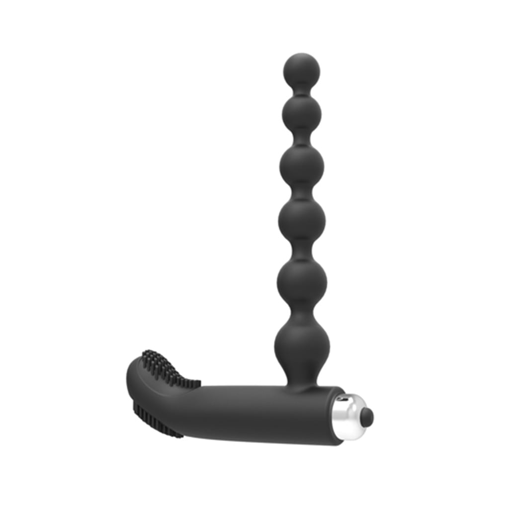 JNANEEI Black Silicone Beads Vibrator Plug Massager Double Penetration Stimulation Masturbator for Women Men Erotic Adult Sex Toys