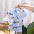 thumbnail image 2 of YDFCWXW Toddler Button Up Pajamas Summer Pjs Girls Boys 1-12 Years (Sky Blue, 3-4 Years), 2 of 4