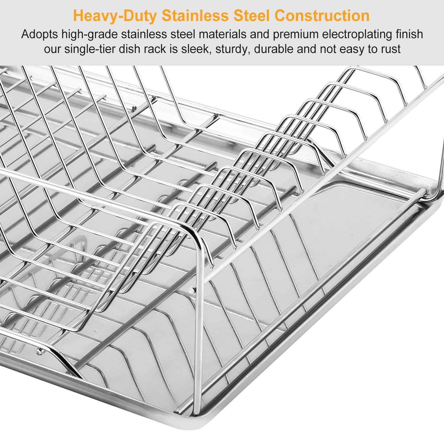 5.12in Tall Stainless Steel Dish Drying Rack ,Cutlery Organizer Drainboard Holder