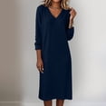 thumbnail image 2 of Lopecy-Sta Dresses for Women V-Neck Midi Shift Dress for Fall Loose Waist Casual Daily Wear, 2 of 7