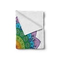 thumbnail image 2 of Rainbow Mandala Soft Flannel Fleece Blanket, Ornate Round Eastern Motif with Daisies and Foliage Leaves Oriental Culture, Cozy Plush for Indoor and Outdoor Use, 70" x 90", Multicolor, by Ambesonne, 2 of 6