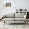 thumbnail image 3 of GDF Studio Mid-Century Modern 71.75" Sofa with Slim Track Arms, Wood Sides, Rounded Legs, and Extra Plush Cushioning, Beige, 3 of 10