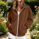 thumbnail image 2 of LLYWEY Zip-Up Sudadera Suave de Manga Larga con Cuello Alto y Estampado Sólido, para Mujer, 2 of 8