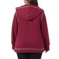 thumbnail image 3 of Chaqueta de mujer de tallas grandes Agnes Orinda con cremallera, manga larga y bolsillos, sudadera 2024, 2X burdeos, 3 of 5
