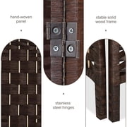 Jostyle 6ft Tall Room Divider with Hand-Woven Design, 4-Panel Folding Privacy Screen Freestanding Mocha