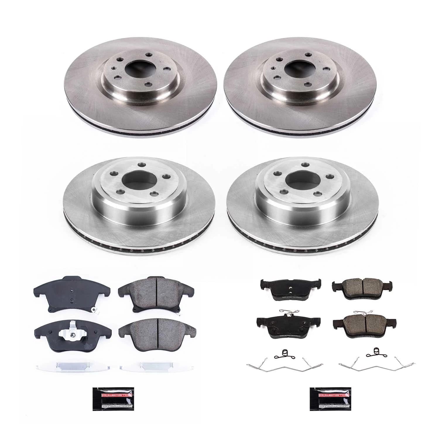 Power Stop Front and Rear Stock Replacement Brake Pad and Rotor Kit KOE8534 Fits 2020 Ford Fusion