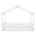 thumbnail image 4 of Cadre de Lit en Bois Format Simple - Lit Maisonnette pour Enfants avec Clôture et Toit - Blanc, 4 of 8