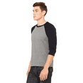 thumbnail image 3 of BELLA + CANVAS Men's Baseball T-Shirt, 3/4 Sleeve Raglan Tee, Soft Cotton Blend, Deep Heather/ Black, XL, 3 of 5