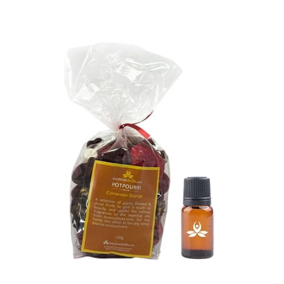 Natural Potpourri -Cinnamon Orange, Warm & Zesty Aroma-120g Pack with 5ml Pure Cinnamon Orange Essential Oil - Perfect for Freshening Up Any Room, Drawer, or Closet with a Cozy Scent