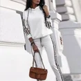 thumbnail image 5 of Conjunto de chándal de dos piezas para mujer, sudadera con capucha y pantalones a rayas, ropa de calle informal, moda deportiva para mujer, Otoño e Invierno, 5 of 5