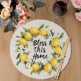 thumbnail image 3 of Summer Lemon Round 15 Inch Placemats Set of 8, Farmhouse Country Vintage Linen Texture HeatResistant Non Slip Place Mats for Dining Table, Wipeable Braided Kitchen Table Mats for Housewarming, 3 of 9
