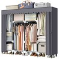 thumbnail image 1 of LOKEME Portable Closet, 67 Inch Wardrobe Closet for Hanging Clothes with 4 Hanging Rods, 25mm Steel Tube Clothes Storage Organizer for Extra Sturdy, Quick and Easy to Assembly, Gray Cover, 1 of 4