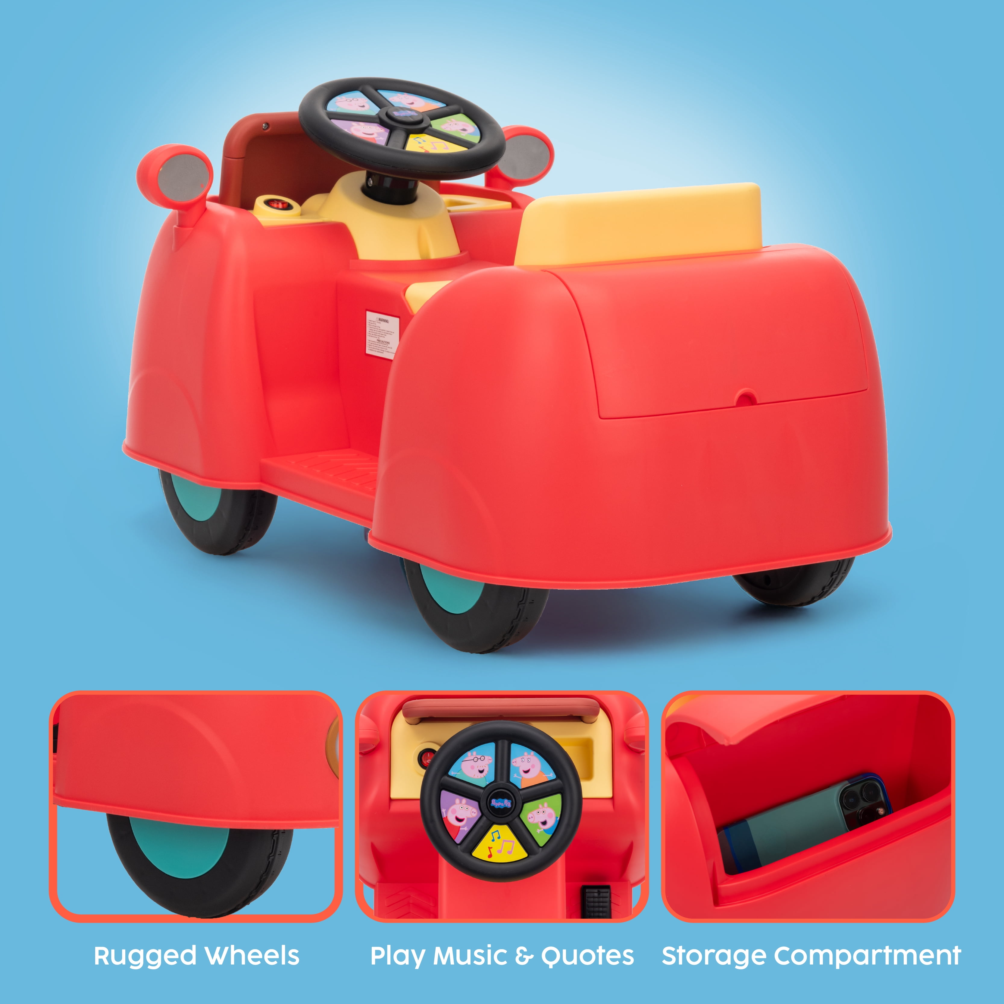 Peppa Pig 6V Electric Ride-On Car with Battery and Charger, Kids Toddler Ride-On Toy Vehicle, Red