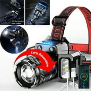 LITOM Rechargeable LED Headlamp, Ultra-Bright Motion Sensor Headlamp with Red/White/Blue Lights, Waterproof Adult Forehead Flashlight, Suitable for Camping, Running, Hiking, Fishing