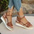 thumbnail image 4 of Dakaela Espadrille Wedge Sandals for Women 2025 Braided Ankle Strap Open Toe Platform Shoes Brown 6.5, 4 of 8