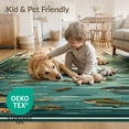 thumbnail image 4 of ODIKA 2'x3' Washable Accent Rug Fish Fishing Bass Lake Lure Tackle Reeds Border Motif Angler for Bedroom, Nursery, RV, Pet Friendly, Bedside Mat, 4 of 7