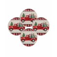 thumbnail image 7 of 13 Inch Round Placemats Set of 4, Christmas Truck Non Slip Heat Insulation PP Table Mats, Xmas Tree Red Plaid Snowflake Rustic Washable Place Mats for Kitchen Dining Party Table Decor, 7 of 7
