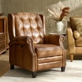 thumbnail image 5 of Luxury Genuine Leather Wingback Power Recliner Chair with USB, Nailhead Trim and Solid Wood Legs Camel, 5 of 9