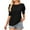 Black, variant on ShomPort Women's Tops Summer Trendy Slim Puff Sleeve T-Shirts Round Neck Solid Color Shirts
