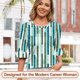 thumbnail image 2 of Blusa Blingfit con estampado floral de manga 3/4 para mujer, talla M, 2 of 5