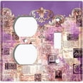 thumbnail image 4 of Metal Light Switch Plate Cover Elegant Purple Cat Newspaper Frame Damask DAM071, 4 of 13