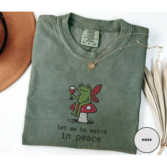 Embroidered Frog Shirt Funny Whimsical Frog Shirt Frog Meme Shirt Cottagecore Shirt Embroidered Toad Shirt