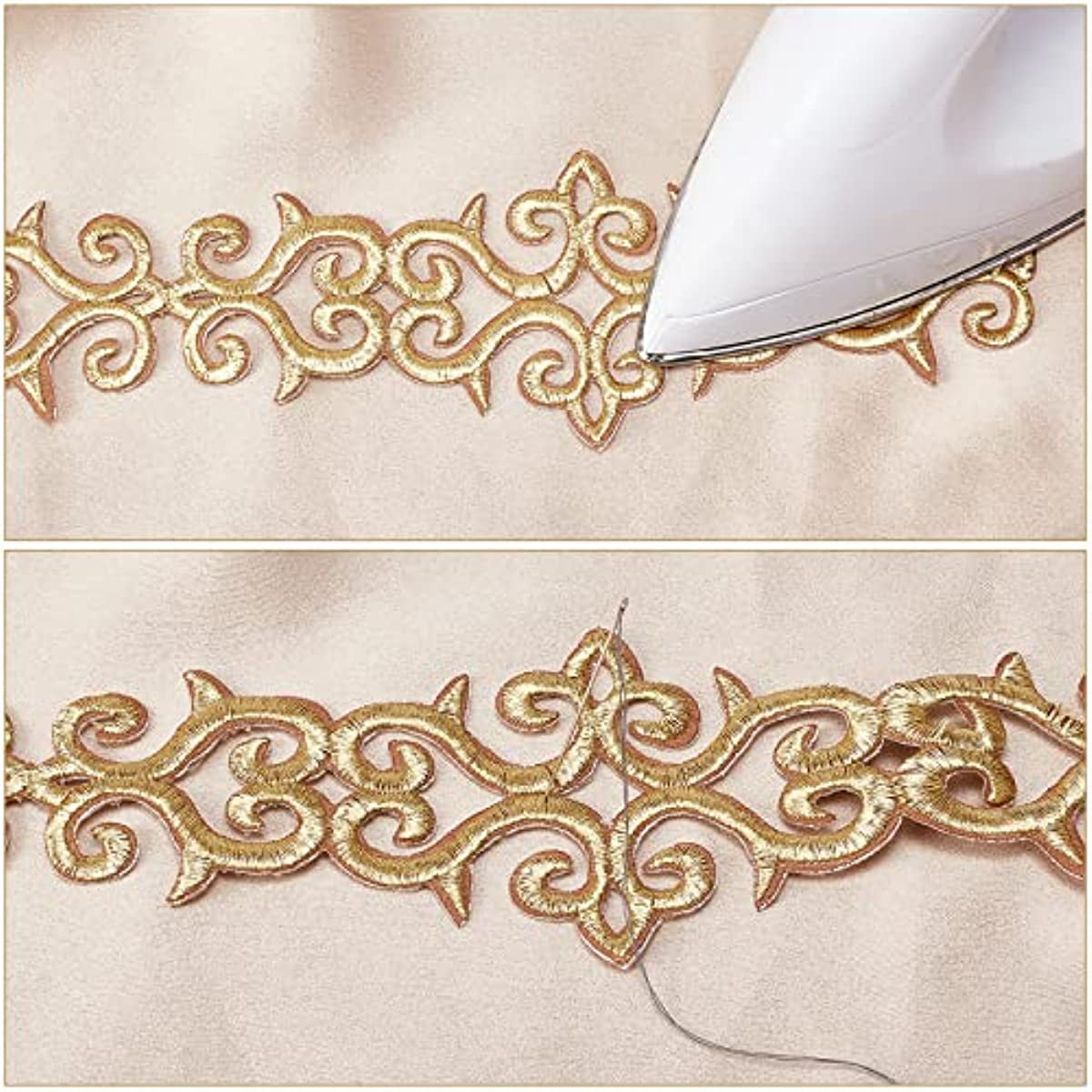 5.2 Yards Gold Embroidery Polyester Ribbons 3 Wide Adhesive Cloud