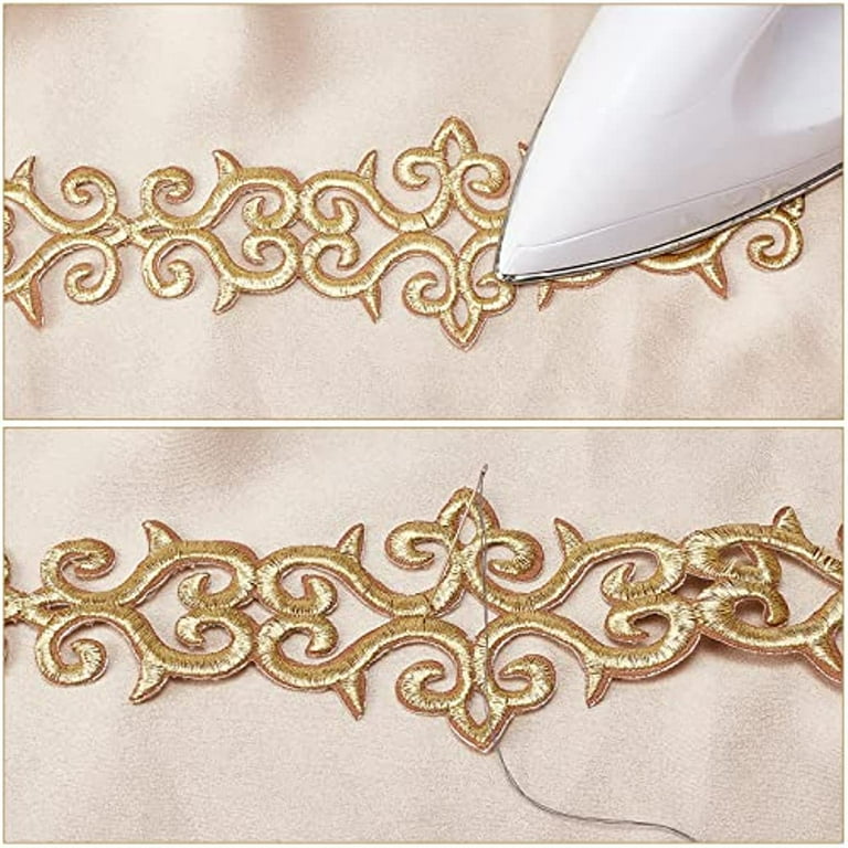  Gold Lace, Gold Heart Lace Trim, Gold Embroidery Lace Ribbon  Trim for Sewing, Metallic Crafts Fabric Trim (0.5 Inch × 4.8 Yards)