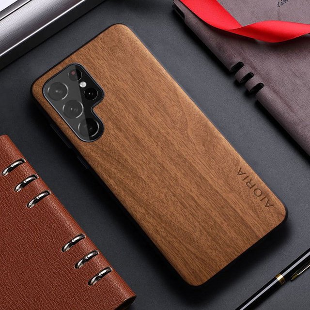 Bamboo Wood Pattern Leather Back Cover For Samsung Galaxy S21 S22 S20 Ultra Plus FE Phone Case