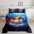 thumbnail image 2 of jejeloiu Cartoon Animal Dragon Bedding Comforter Set,Western Fantasy Theme Twin Comforter Sets,Orange Blue Bedding Set For Kids,Ultra Soft Home Decor Reversible,2pcs, 2 of 8