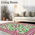 thumbnail image 2 of ODIKA 4'x6' Machine Washable Non-Slip Area Rug, Poinsettia Bloom Tapestry Vintage Christmas Floor Accent High Traffic Rug with Pad, Pink, 505918, 2 of 8