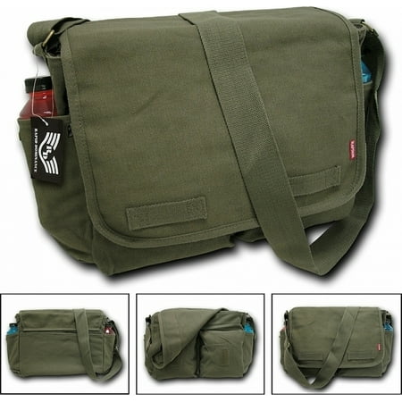 Lugano Messenger - RapDom Classic Military Messenger Bag [Olive Green - 19