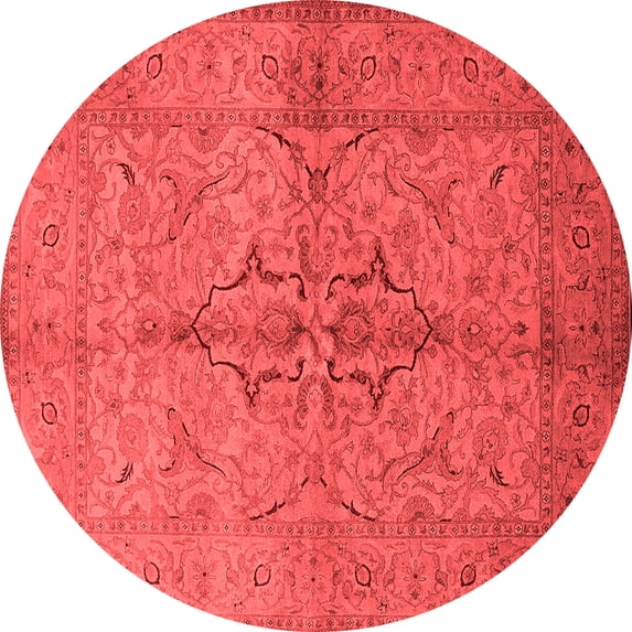 Ahgly Company Indoor Round Oriental Red Traditional Area Rugs, 7' Round