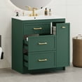 thumbnail image 4 of VISWILD 30" Bathroom Vanity Set with Sink, Floor Standing, Three Drawers, Gold Handles, for Small Bathrooms, Forest Green, 4 of 9
