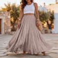 thumbnail image 5 of Women's Cotton Linen Skirt High Waist A-Line Pleated Maxi Skirts Casual Flowy Beach Vacation Skirts, L, 5 of 5
