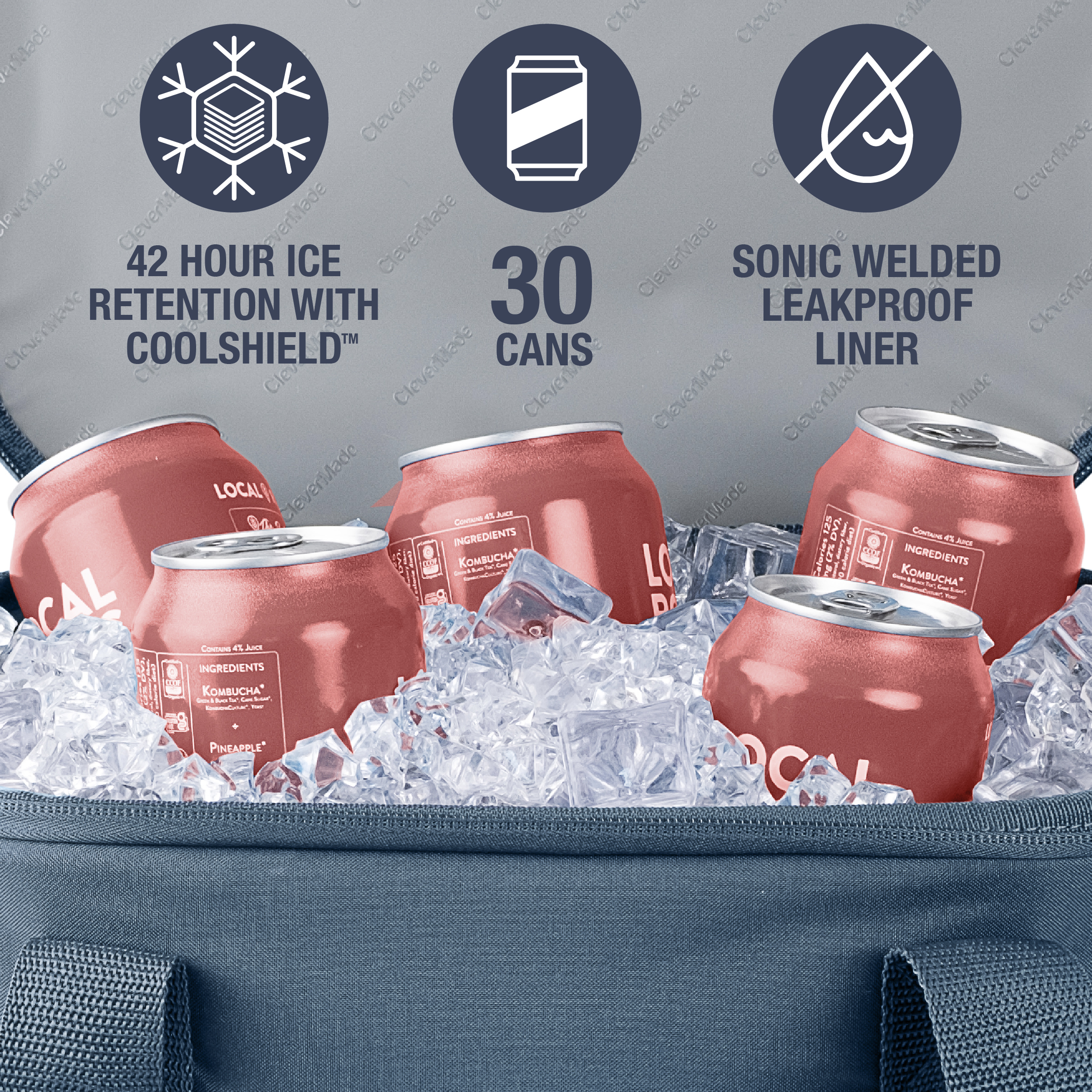 CleverMade Tahoe 30-Can Foldable Cooler Bag, Ocean Blue photo 8
