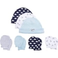 thumbnail image 4 of Hudson Baby Infant Boy Cotton Cap and Scratch Mitten 7pc Set, Paper Airplane, 0-6 Months, 4 of 5