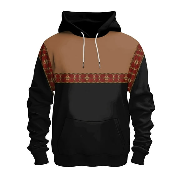 Caqnni Hoodie Color Block Pullover Men with per Pocket Heavyweight Hooded Sweatshirt Loose Fit Winter Active Jacket (3XL,Black)