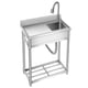 thumbnail image 1 of QinaQin Fregadero utilitario independiente de acero inoxidable, tarja comercial para exterior con mesa de trabajo, ideal para garaje, lavandería, restaurante o baño, 1 of 8