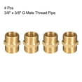 thumbnail image 3 of Brass Pipe Fitting Hex Nipple, 3/8" x 3/8" G Male Pipe Brass Fitting 4pcs, 3 of 5