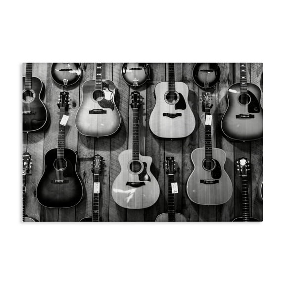 Stupell Industries Acoustic Guitars Hanging Entertainment Painting Wrapped Canvas Art Print Wall Art, 24 x 16